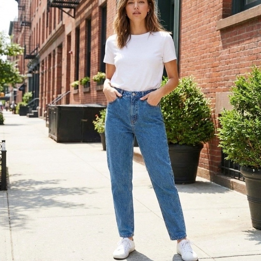 Denim Co. Womens Retro‎ High-Rise Mom Jeans Size 2 Blue Medium Wash 90s Denim